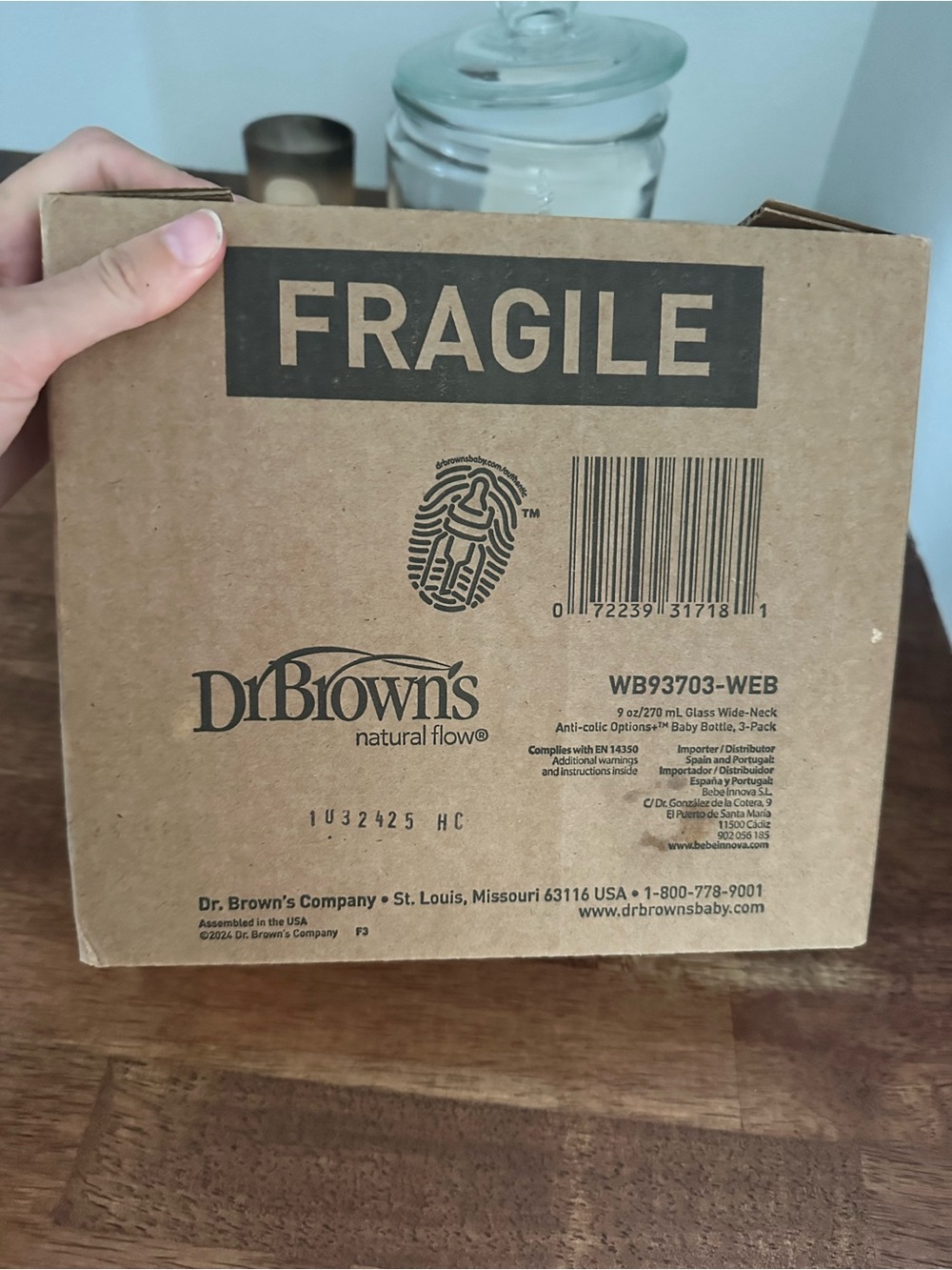 Dr. Brown’s Glass 9 oz Wide-Neck Baby Bottles – 3 Pack – New in Box